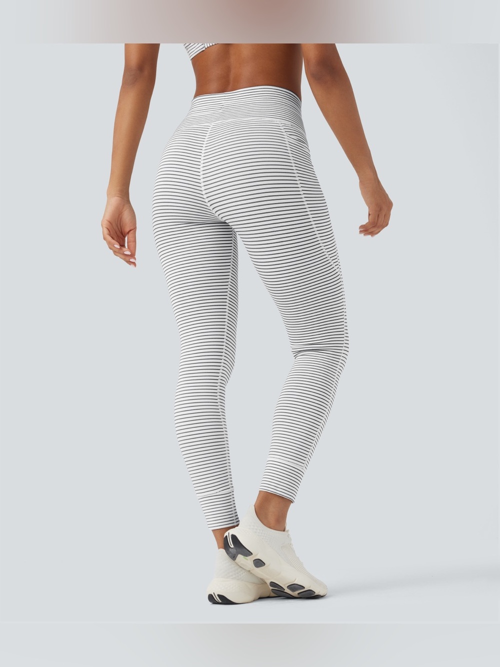 Halara NWT High Waisted Striped Drawstring 7/8 Leggings Pockets Small - Picture 4 of 6